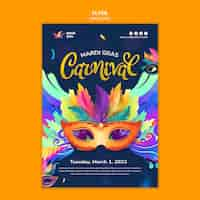 PSD gratuito plantilla de volante de carnaval de mardi gras