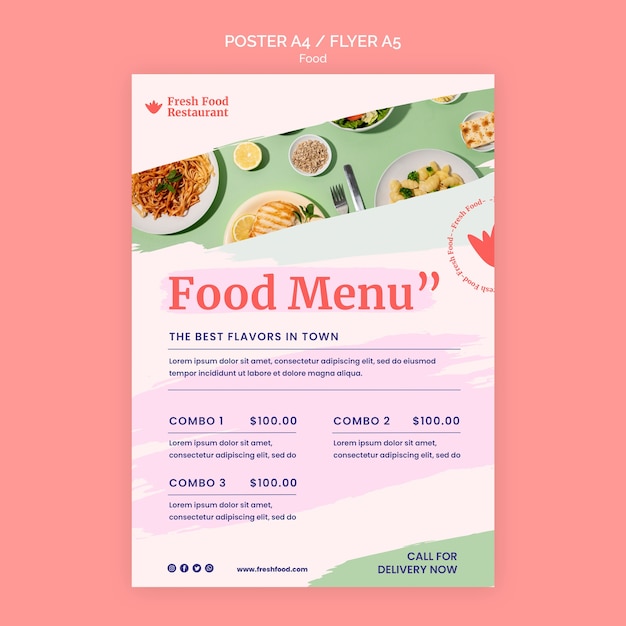 Plantilla de volante de cartel de comida