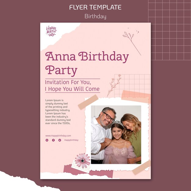 Plantilla de volante de celebración de cumpleaños