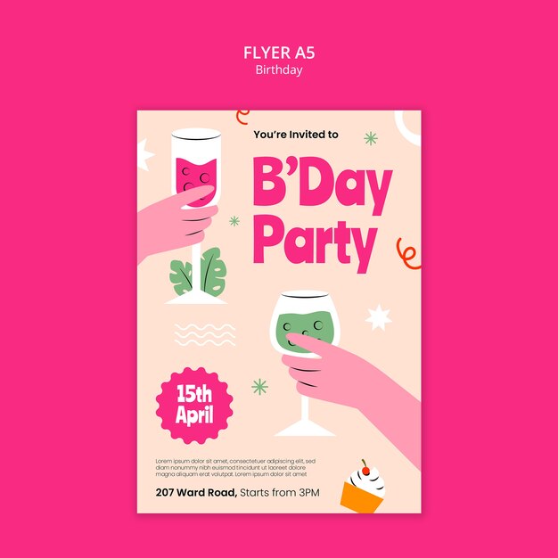 Plantilla de volante para la celebración del cumpleaños