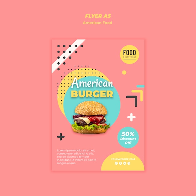 PSD gratuito plantilla de volante para comida americana con hamburguesa