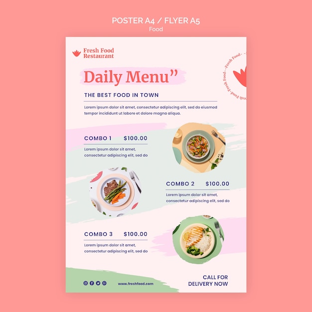 Plantilla de volante de comida deliciosa
