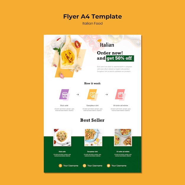 PSD gratuito plantilla de volante de comida italiana