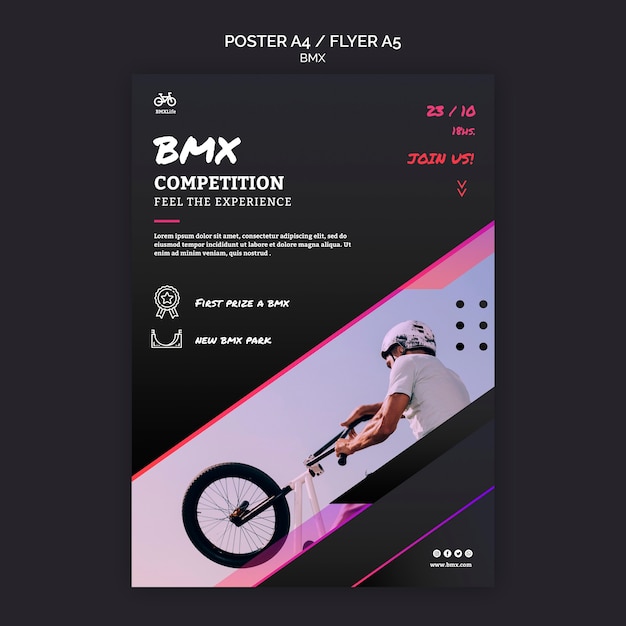 PSD gratuito plantilla de volante de competición de bmx