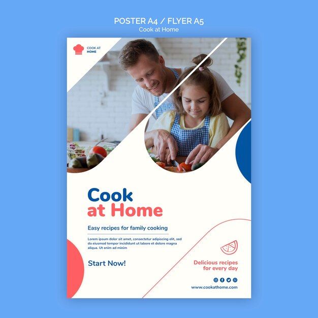 Plantilla de volante de concepto de cocinar en casa