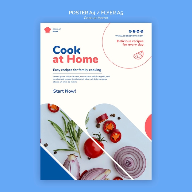 Plantilla de volante de concepto de cocinar en casa
