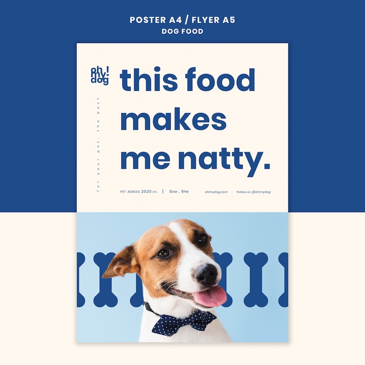 PSD gratuito plantilla para volante con concepto de comida para perros