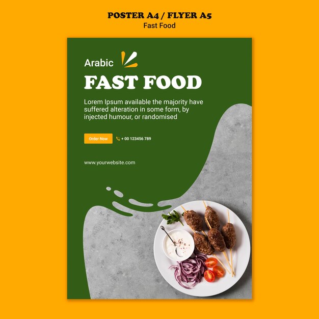 Plantilla de volante de concepto de comida rápida