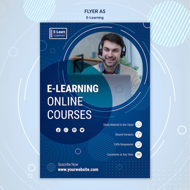 PSD gratuito plantilla de volante de concepto de e-learning