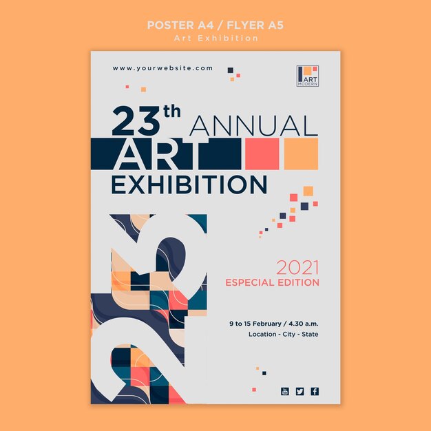 Plantilla de volante de concepto de exposición de arte