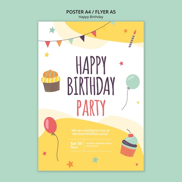 Plantilla de volante de concepto de feliz cumpleaños