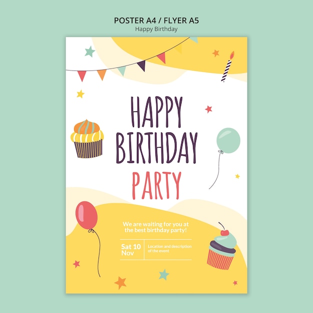 Plantilla de volante de concepto de feliz cumpleaños