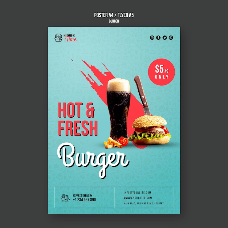 PSD gratuito plantilla de volante de concepto de hamburguesa