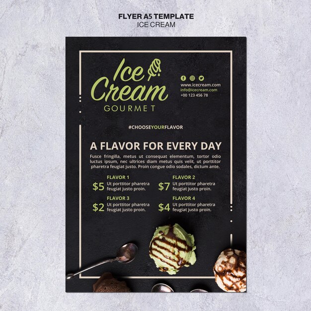 Plantilla de volante de concepto de helado