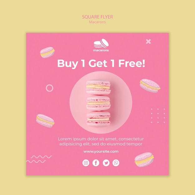 PSD gratuito plantilla de volante con concepto de macarons