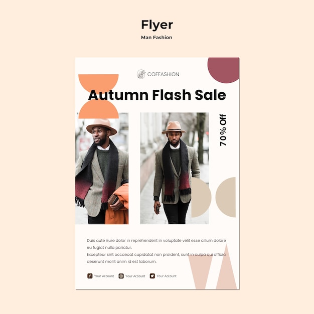 PSD gratuito plantilla de volante de concepto de moda de hombre