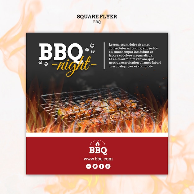 PSD gratuito plantilla de volante cuadrado bbq night and grill