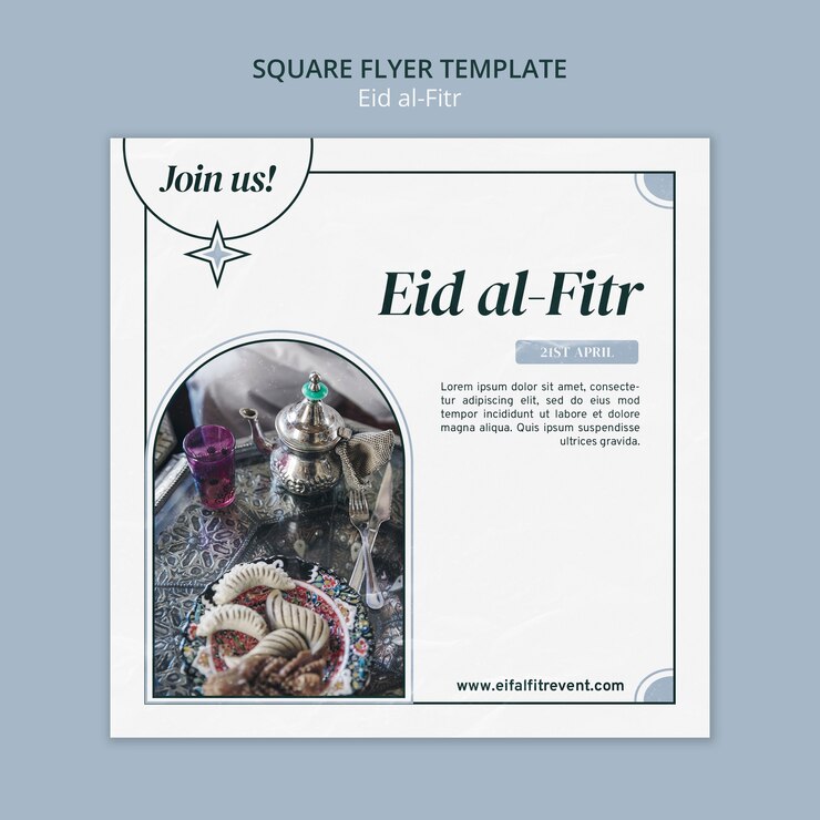 PSD gratuito plantilla de volante cuadrado para la celebración islámica de eid al-fitr