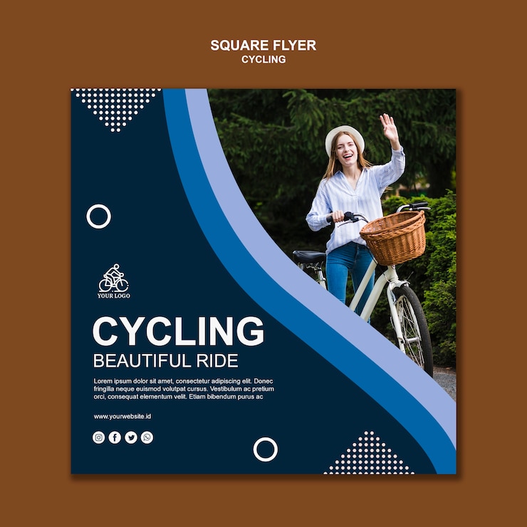 PSD gratuito plantilla de volante cuadrado de ciclismo