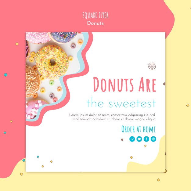 Plantilla de volante cuadrado concepto donut