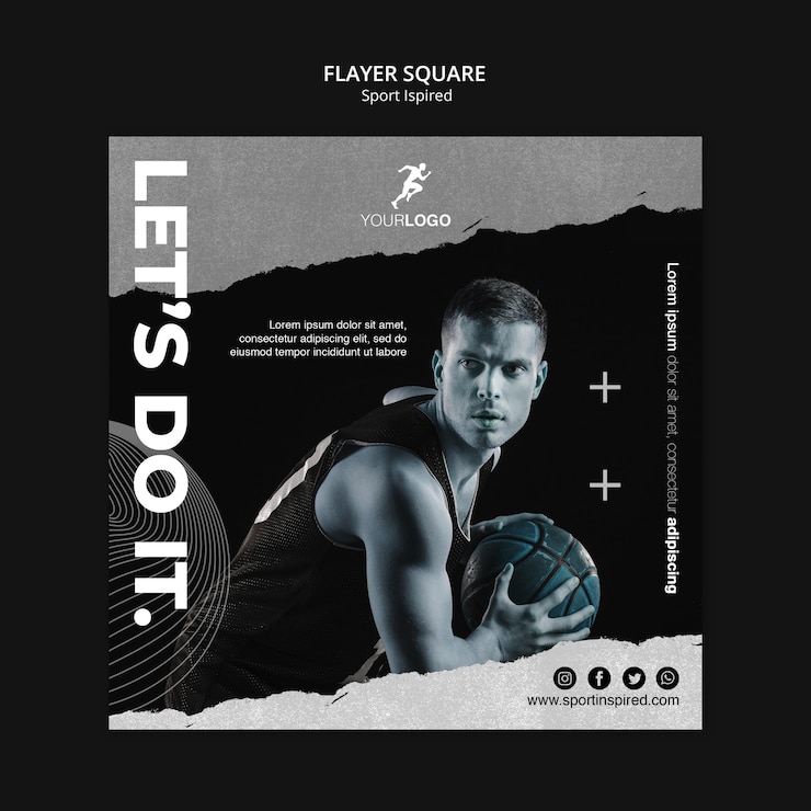 PSD gratuito plantilla de volante cuadrado de entrenamiento de baloncesto
