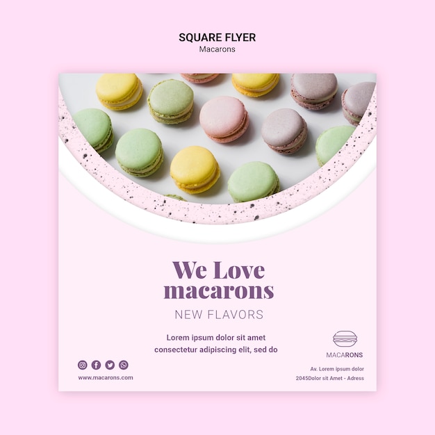 PSD gratuito plantilla de volante cuadrado macarons de colores