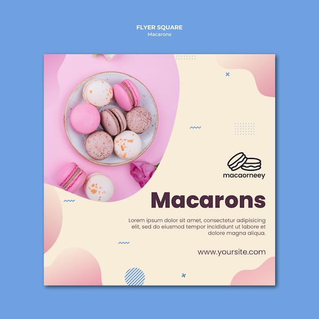 Plantilla de volante cuadrado con macarons