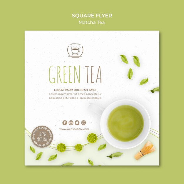 Plantilla de volante cuadrado de té verde