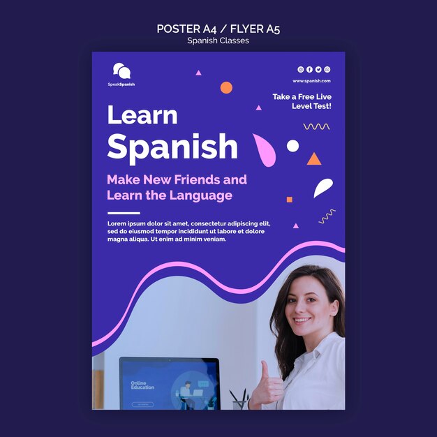 Plantilla de volante de curso de español