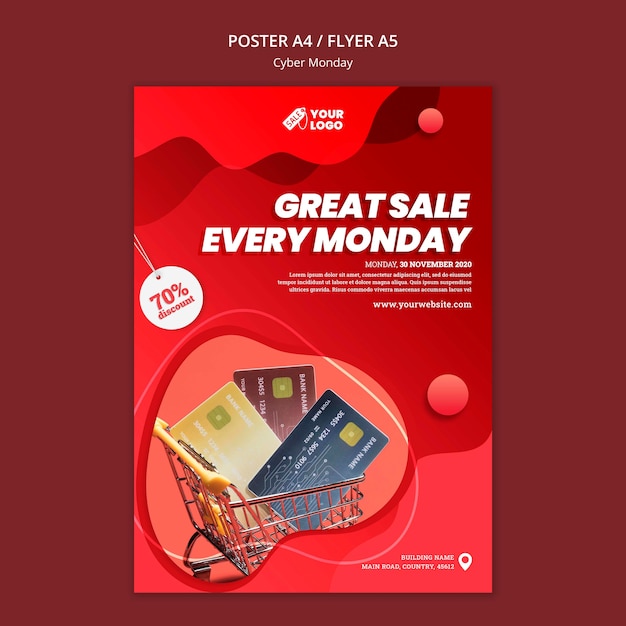 PSD gratuito plantilla de volante de cyber monday