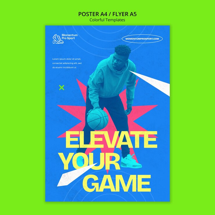 PSD gratuito plantilla de volante deportivo colorido
