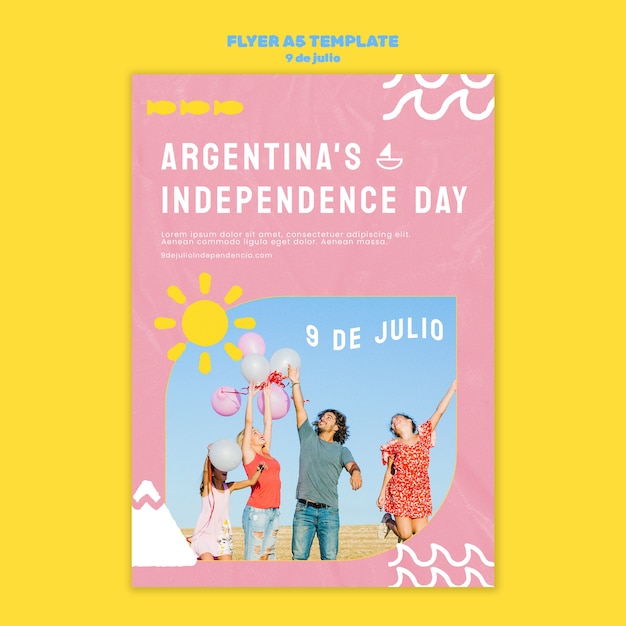 Plantilla de volante del día de la independencia de argentina