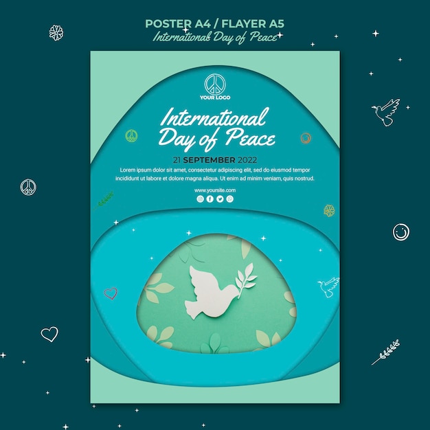 PSD gratuito plantilla de volante del día internacional de la paz