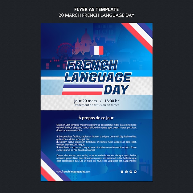 Plantilla de volante del día de la lengua francesa