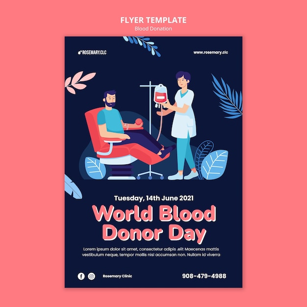 PSD gratuito plantilla de volante del día mundial del donante de sangre