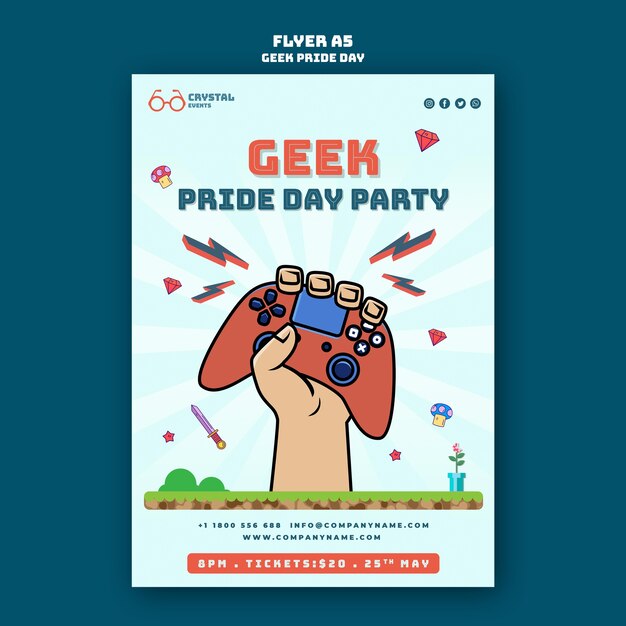 Plantilla de volante del día del orgullo geek