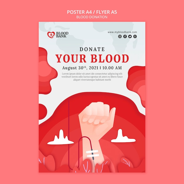 PSD gratuito plantilla de volante de donación de sangre