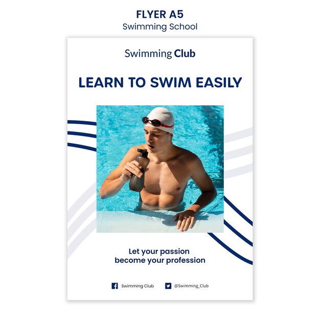 Plantilla de volante de escuela de natación