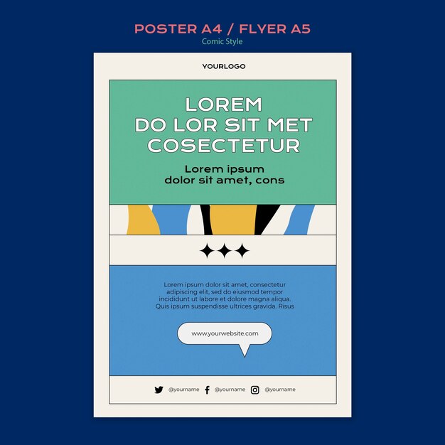 Plantilla de volante en estilo cómic