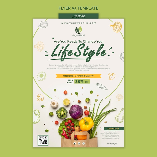 Plantilla de volante de estilo de vida de alimentación saludable