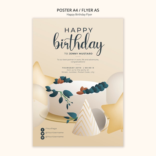 Plantilla de volante de feliz cumpleaños