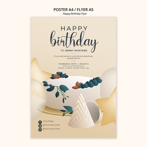 Plantilla de volante de feliz cumpleaños