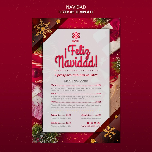 Plantilla de volante de feliz navidad