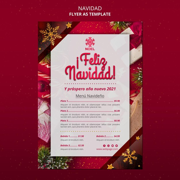 Plantilla de volante de feliz navidad