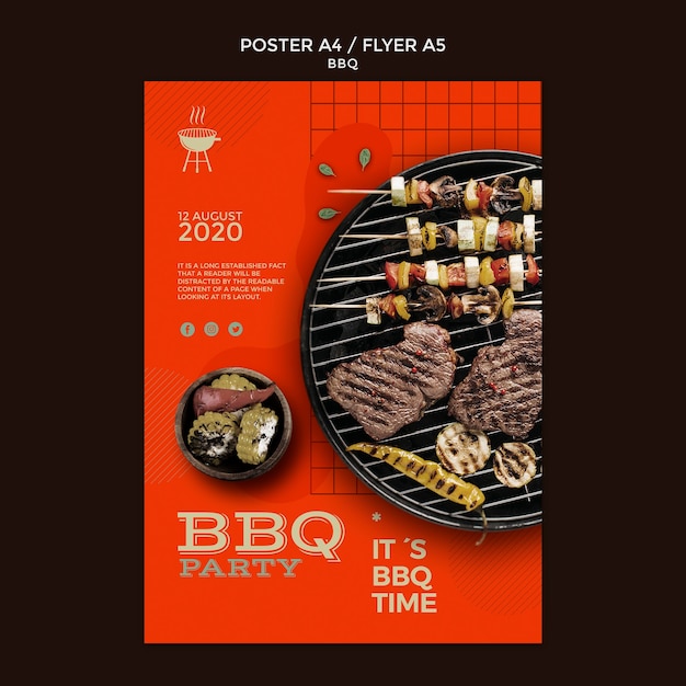 Plantilla de volante de fiesta barbacoa