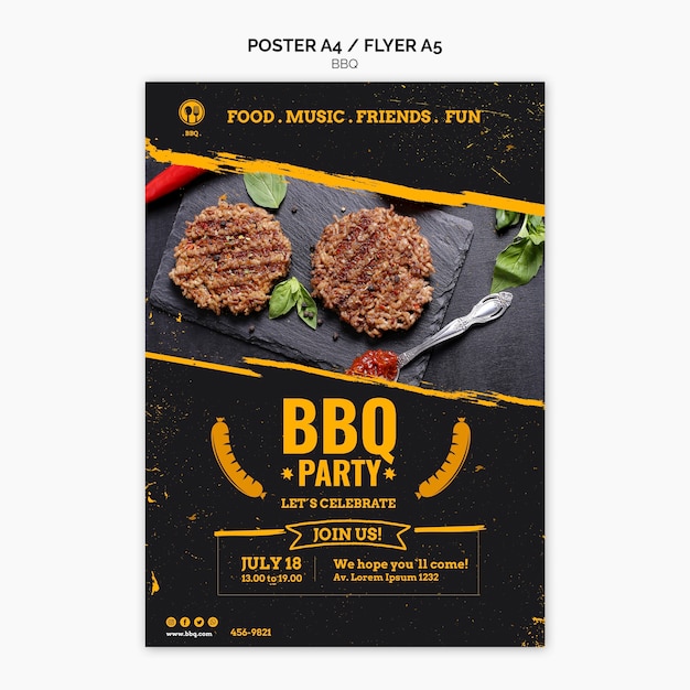 PSD gratuito plantilla de volante fiesta bbq