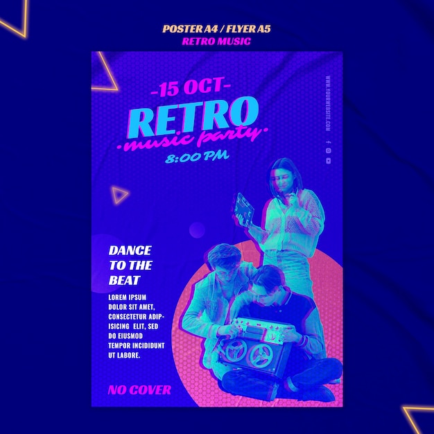 PSD gratuito plantilla de volante de fiesta de música retro