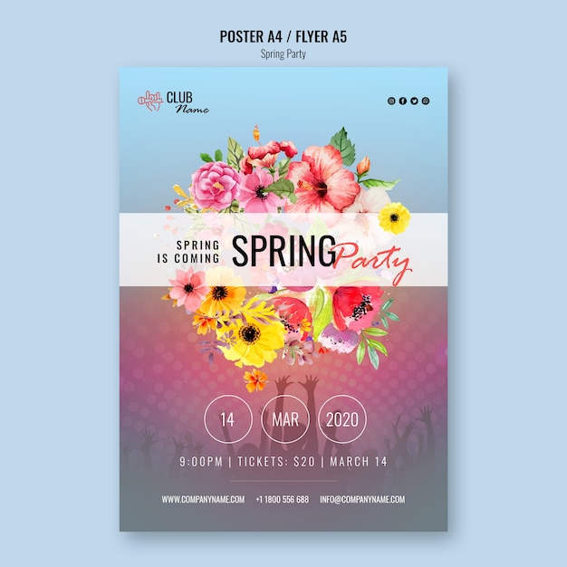 Plantilla de volante de fiesta de primavera