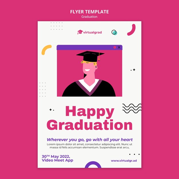 Plantilla de volante de graduación virtual feliz