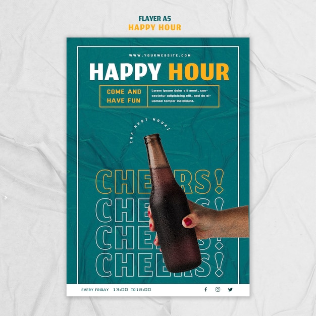 PSD gratuito plantilla de volante para happy hour